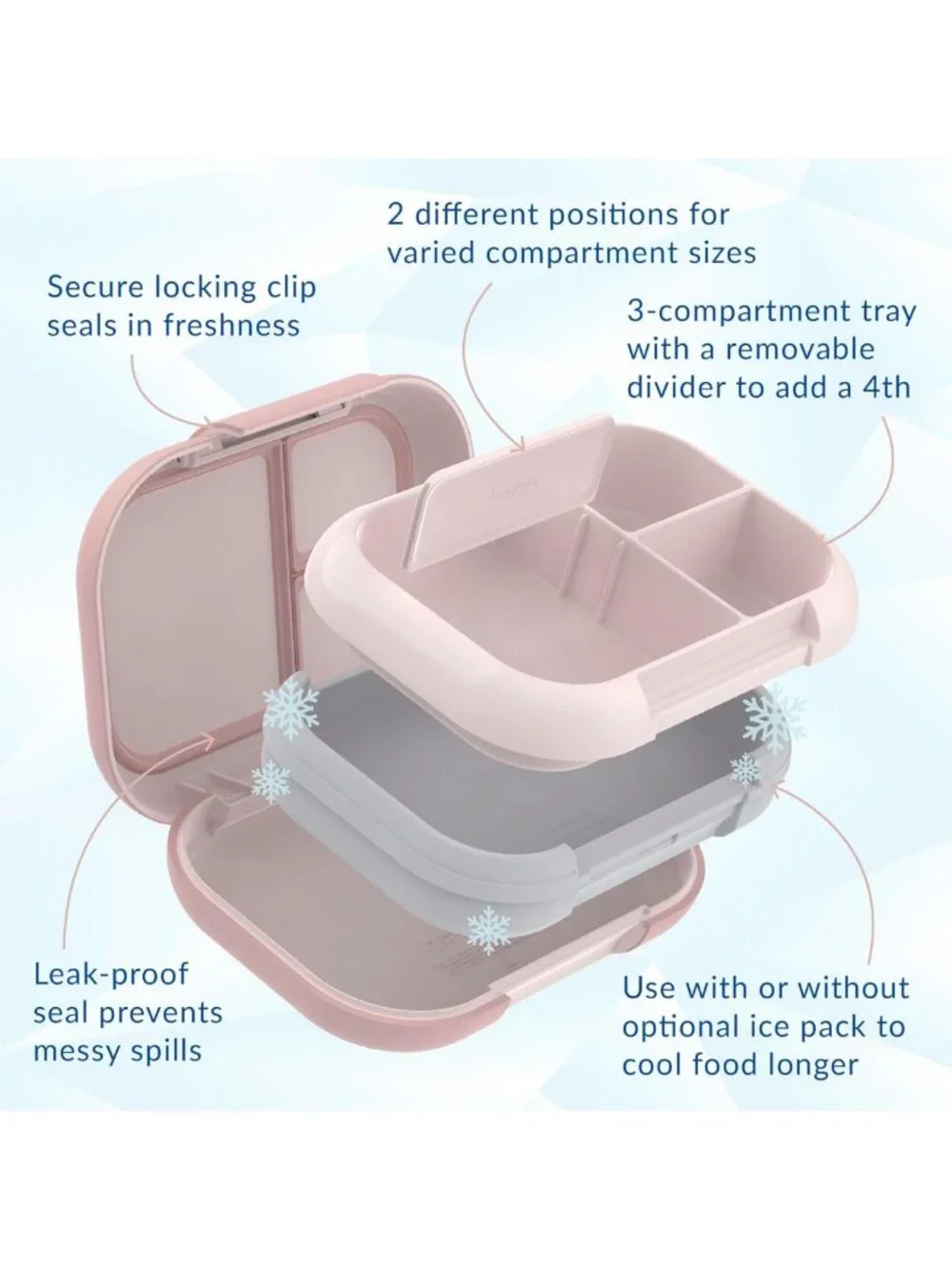 Leak-Proof XL Bento Lunch Box - 3 or 4 Compartment, Perfect for Meal Prep